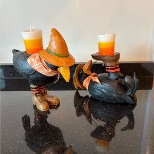 Charming Department 56 vintage Halloween Crow Candle Holders
